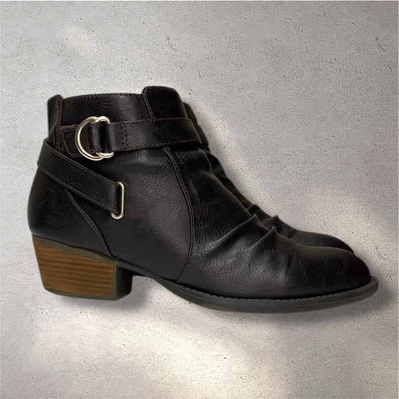 Dr Scholls Jolly Wedge Ankle Leather Zip Boots Booties - Picture 2 of 10